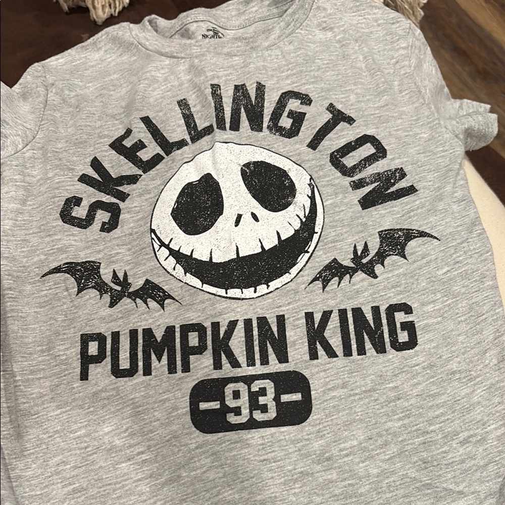 Disney Gray and Black Jack Skellington Short Sleeve Tee